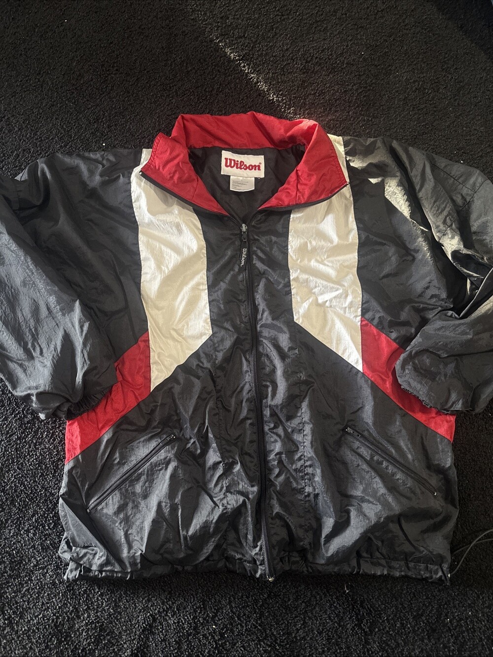 Vintage Adult L WILSON Wind Breaker Zipped Front Pockets